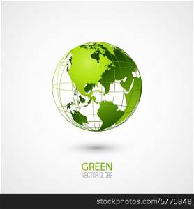 Green transparent globe isolated in white background. Vector icon.. Green Globe