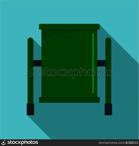 Green trash can icon. Flat illustration of green trash can vector icon for web design. Green trash can icon, flat style