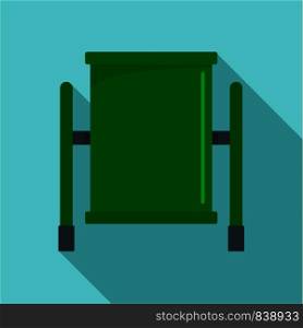 Green trash can icon. Flat illustration of green trash can vector icon for web design. Green trash can icon, flat style