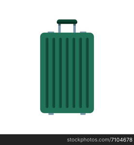 Green travel bag icon. Flat illustration of green travel bag vector icon for web design. Green travel bag icon, flat style