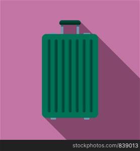 Green travel bag icon. Flat illustration of green travel bag vector icon for web design. Green travel bag icon, flat style