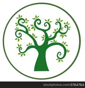 Green Tree Banner In White