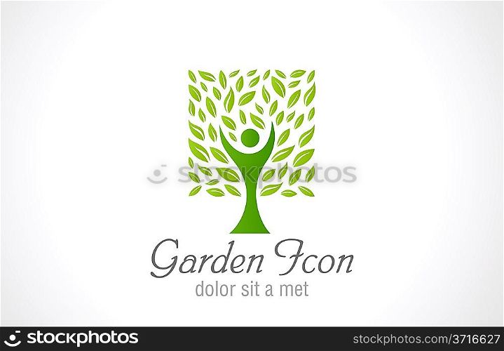 Green tree Garden logo template. Ecology bio design. Organic eco symbol. Creative icon template.