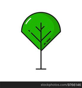 Green tree icon, forest plant or nature park plant with leaves, vector isolated symbol. Park tree or tropical jungle plant thin line icon for eco environment, nature and landscaping design. Green tree icon, forest plant or nature park bush