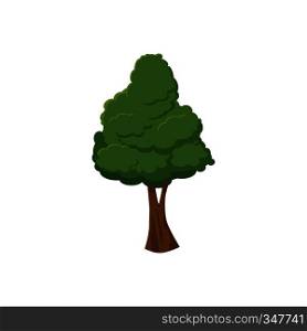 Green tree icon in cartoon style isolated on white background. Nature and flora symbol. Green tree icon, cartoon style