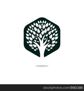 Green tree logo design. Abstract organic element vector design. Ecology Happy life Logotype concept icon.