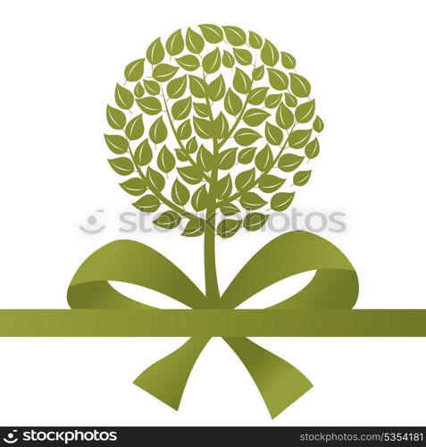 Green tree on a white background. A vector illustration