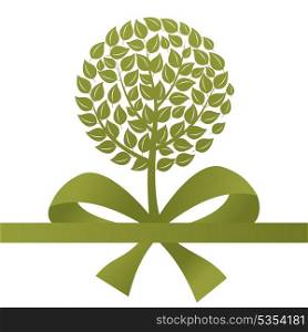 Green tree on a white background. A vector illustration