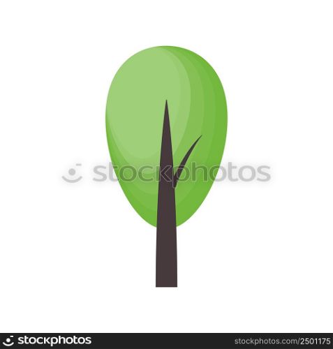 Green tree oval crown. Simple tree.