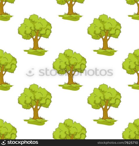 Green tree seamless background pattern suitable for ecology and botany design