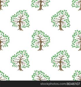 Green Tree Seamless Pattern. Summer Leaves Background. Green Tree Seamless Pattern