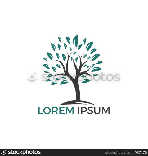 Green tree vector logo design. Natural product, organic shop, ecology company, alternative medicine, green unity, garden, farming, forest etc.