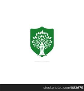 Green tree vector logo design. Natural product, organic shop, ecology company, alternative medicine, green unity, garden, farming, forest etc.