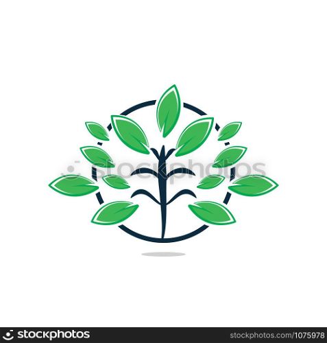 Green tree with leaves logo. Tree Vector illustration isolated on white background, abstract tree logo vector.