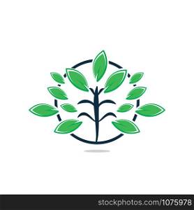 Green tree with leaves logo. Tree Vector illustration isolated on white background, abstract tree logo vector.