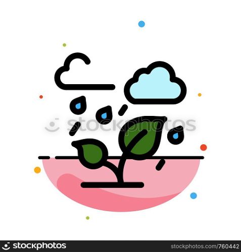 Green, Trees, Cloud, Leaf Abstract Flat Color Icon Template