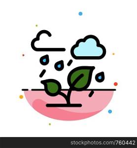 Green, Trees, Cloud, Leaf Abstract Flat Color Icon Template