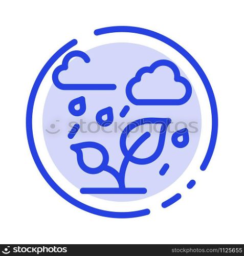 Green, Trees, Cloud, Leaf Blue Dotted Line Line Icon