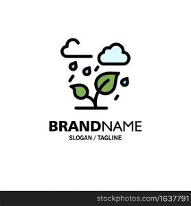 Green, Trees, Cloud, Leaf Business Logo Template. Flat Color