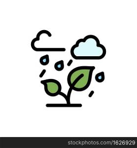 Green, Trees, Cloud, Leaf  Flat Color Icon. Vector icon banner Template