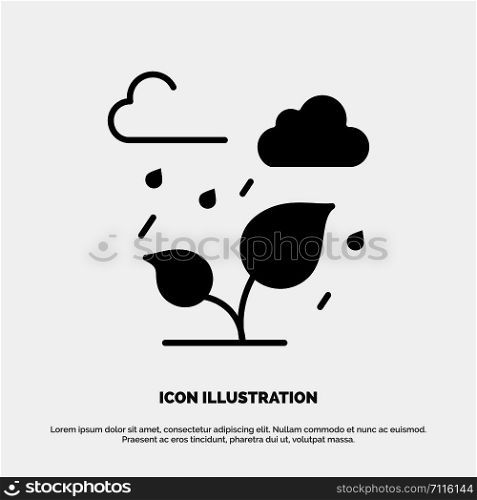 Green, Trees, Cloud, Leaf solid Glyph Icon vector