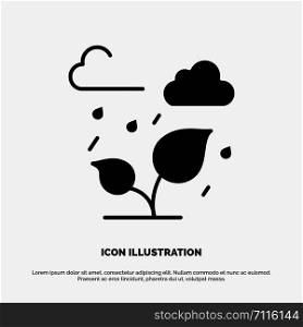 Green, Trees, Cloud, Leaf solid Glyph Icon vector