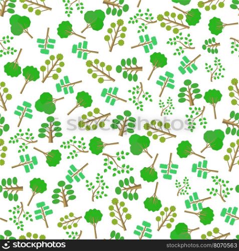 Green Trees Silhouettes Seamless Pattern on White.. Green Trees Silhouettes Seamless Pattern