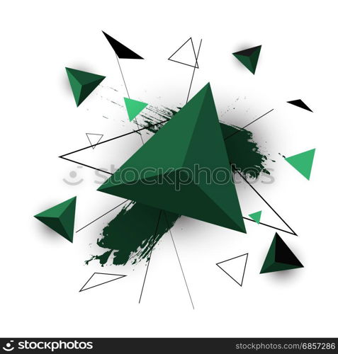 Green triangle abstract on white background stock vector