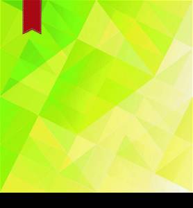 Green triangles abstract background with red tag. Vector, EPS10