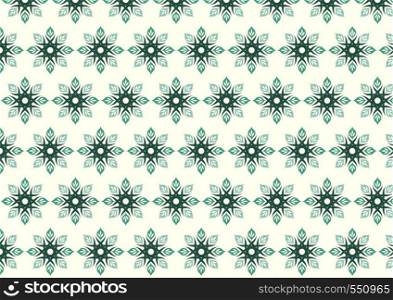 Green tribal flower or roots and lobe pattern on pastel background. Retro and modern blossom pattern style for vintage or classic design