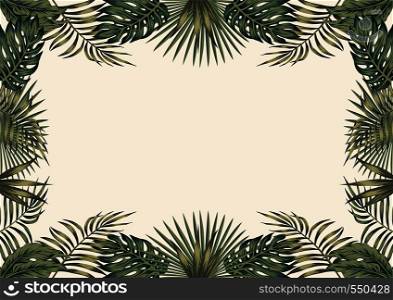 Green tropical border white background vector A4 style wallpaper