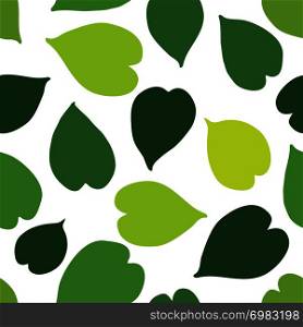 Green tropical leaves seamless pattern. Vector illustration.