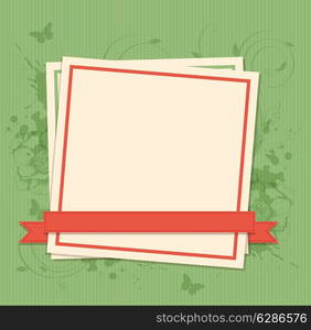 Green vector background with white paper frame