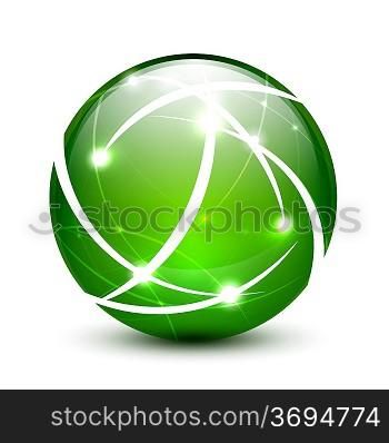 Green vector communication globe icon concept design