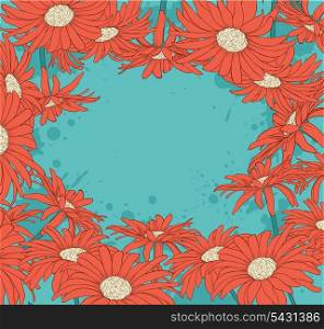 Green vector floral background with red gerbera