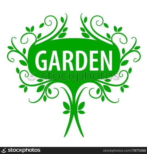 Green vector logo of floral ornament for the garden