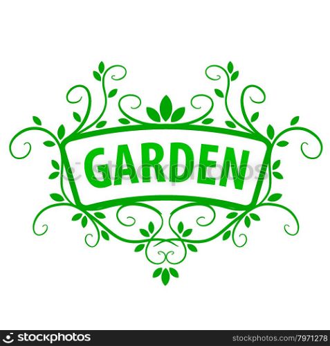 Green vector logo ornament from plants for the garden