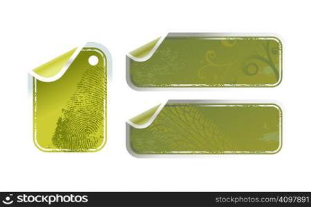 green vector tag and sticker set