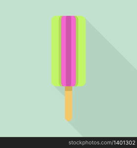 Green violet popsicle icon. Flat illustration of green violet popsicle vector icon for web design. Green violet popsicle icon, flat style