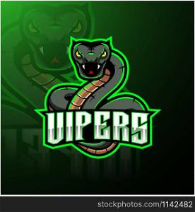 Green viper snake mascot logo design