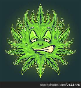 Green Weed Emoji Sun Mascot Vector illustrations for your work Logo, mascot merchandise t-shirt, stickers and Label designs, poster, greeting cards advertising business company or brands.