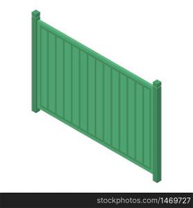 Green wood fence icon. Isometric of green wood fence vector icon for web design isolated on white background. Green wood fence icon, isometric style