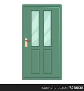 Green wooden door icon cartoon vector. Home exterior. Wood house. Green wooden door icon cartoon vector. Home exterior