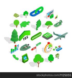 Green world icons set. Isometric set of 25 green world vector icons for web isolated on white background. Green world icons set, isometric style