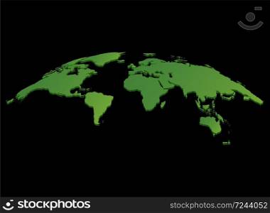 green World map vector isolated on black background,Vector illustration