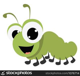 Green worm, illustration, vector on white background.