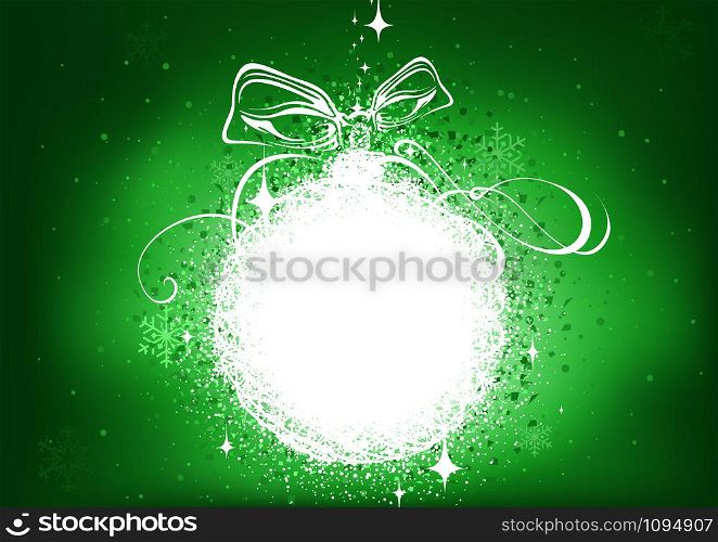 Green Xmas Background with Glowing Abstract Bauble
