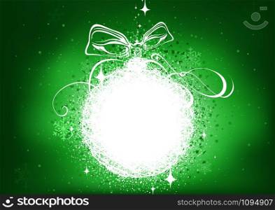 Green Xmas Background with Glowing Abstract Bauble