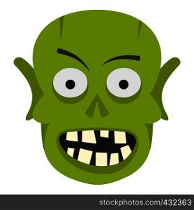 Green zombie head icon flat isolated on white background vector illustration. Green zombie head icon isolated