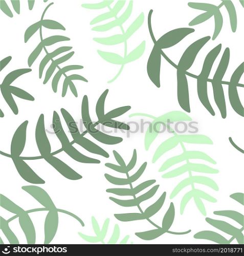 Greenery seamless pattern, vector illustration. Deciduous botanical background with green twigs. Template with sheets for wallpaper, packaging and fabric.. Greenery seamless pattern, vector illustration.